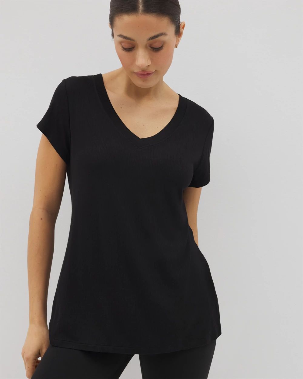 Rib Knit V-Neck Tee | Soma